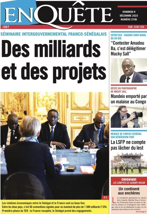 Revue de P­­resse du Vendredi 08/12/2023
